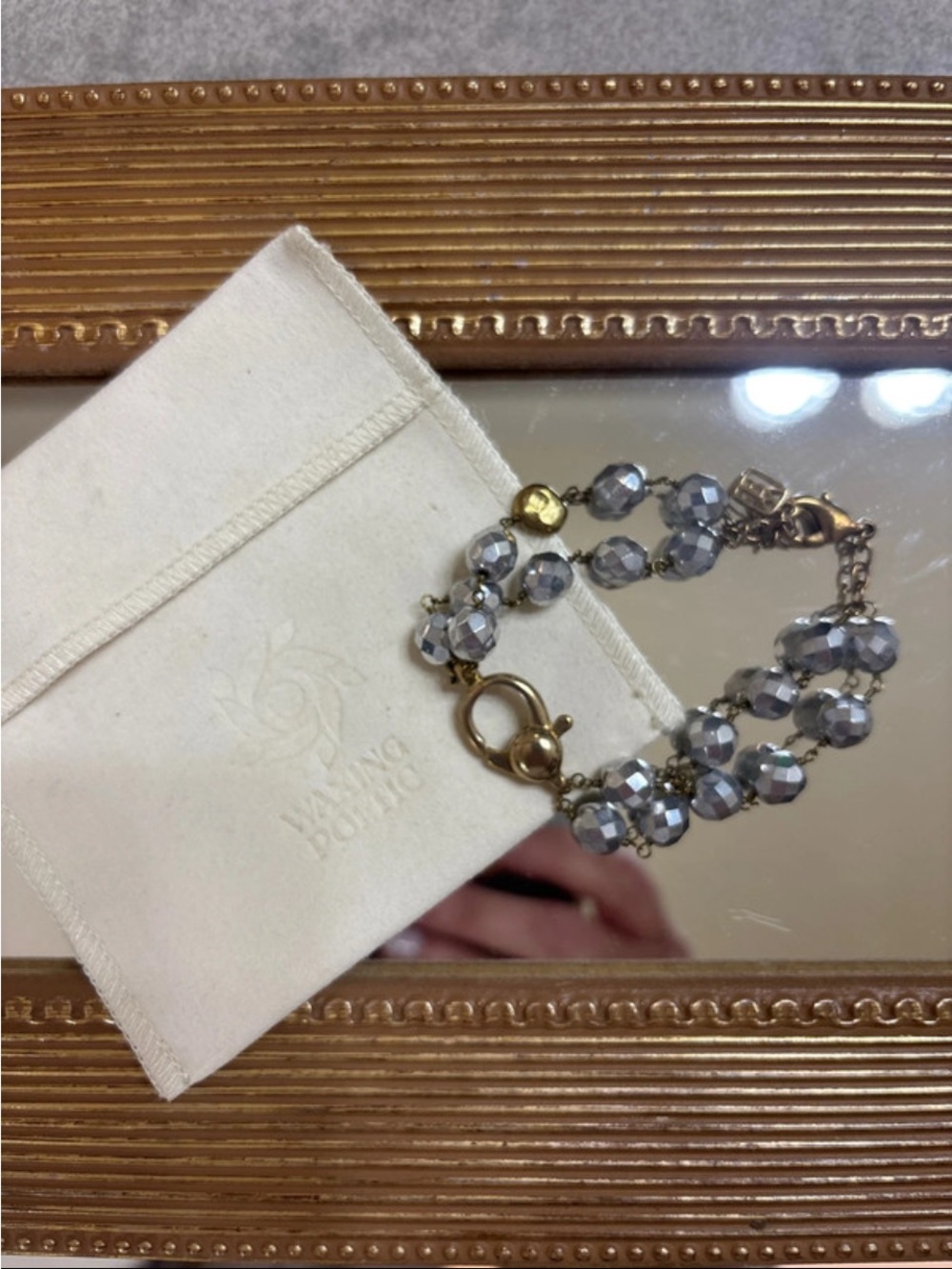 Waxing Poetic Silver Crystal Double-Strand Bracelet with Gold Accents